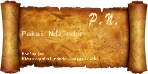 Paksi Nándor névjegykártya