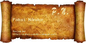 Paksi Nándor névjegykártya